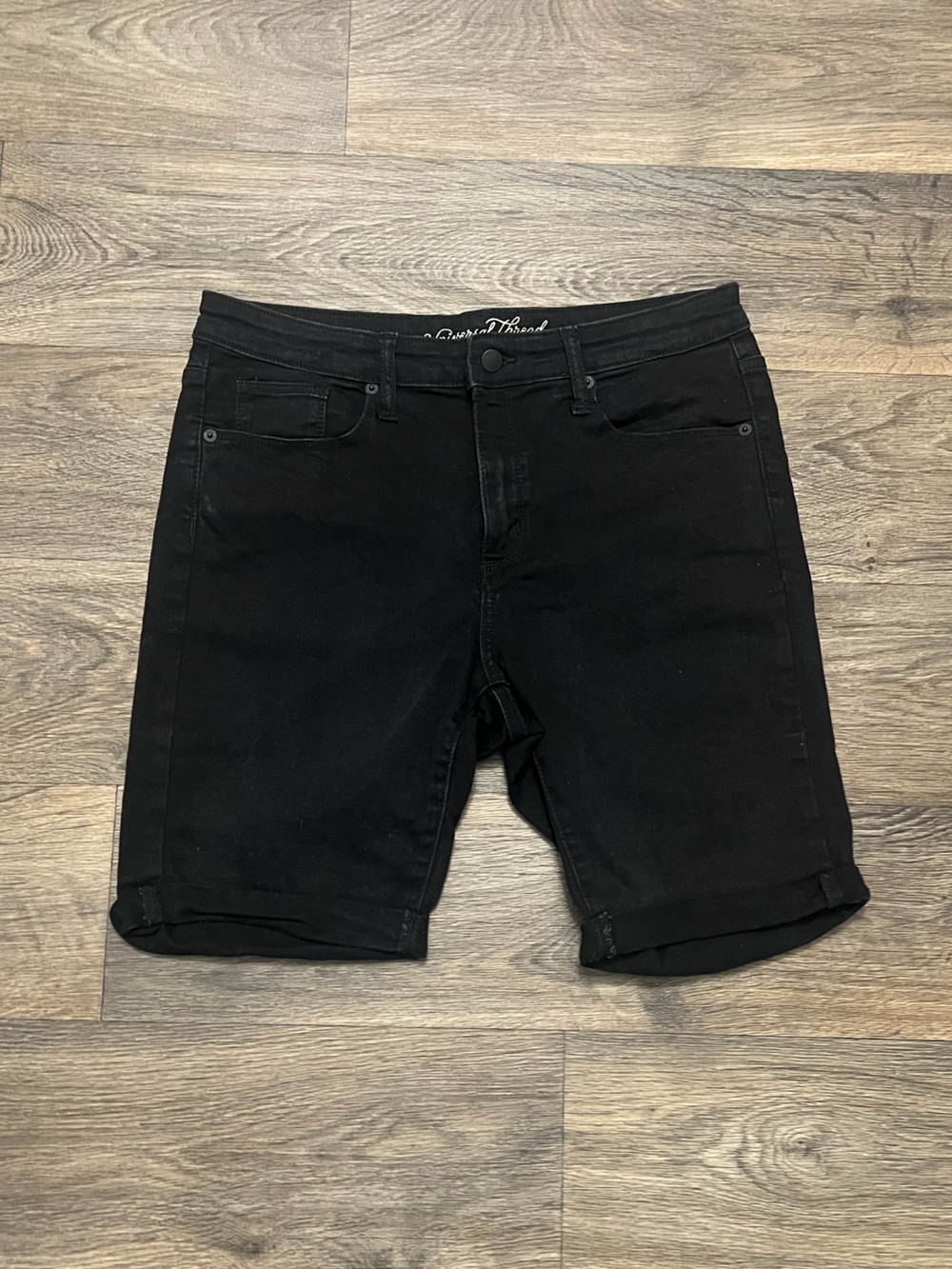 Universal Thread High Rise Bermuda Shorts Size 12 Black Jean Shorts Cuffed